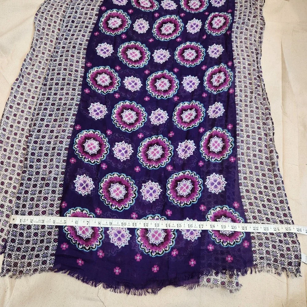 Vera Bradley Purple Floral Medallion Paisley Viscose Long Scarf Wrap 70x26